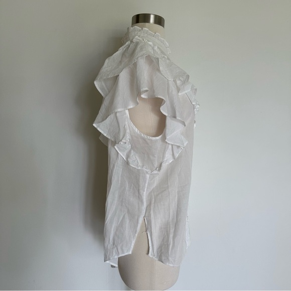 NWOT Veronica Beard Jaliyah Ruffle Top White Cotton Sz XL - Picture 9 of 10